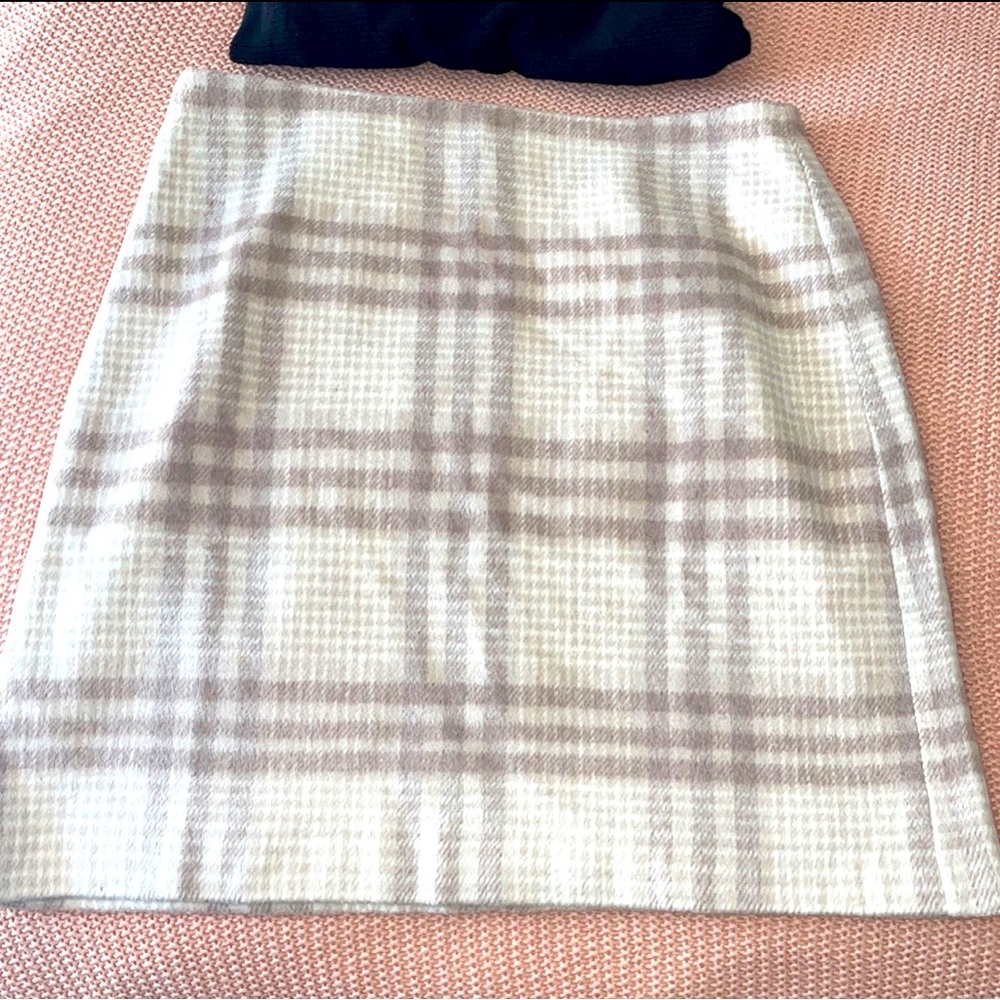 Ann Taylor midi plaid skirt.